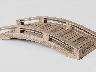 Handcrafted Wooden Arch Bridge for Garden Decoration Natural Style Design 3d model