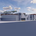 Modern Contemporary Building With Curved Structure Roof Greenery And Geometric Wall Design
