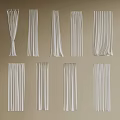 White Curtains With Various Styles And Hanging Designs For Home Windows 3d model