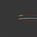 Japanese Samurai Swords With Red Scabbards Yellow Hilts And Decorative Patterns