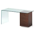 Modern Glass Top Desk With Wooden Drawer Cabinet And Sleek Design