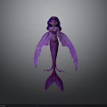 Purple Mermaid Doll Design With Long Hair Purple Tail And Decorative Wings
