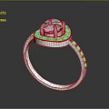 Elegant Emerald Ring With Central Green Gemstone And Diamond Accents On Silver Band