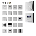 Various Modern Electrical Switches And Power Sockets With Control Panels 3d model