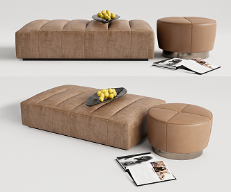 Modern bed end stool 3d model