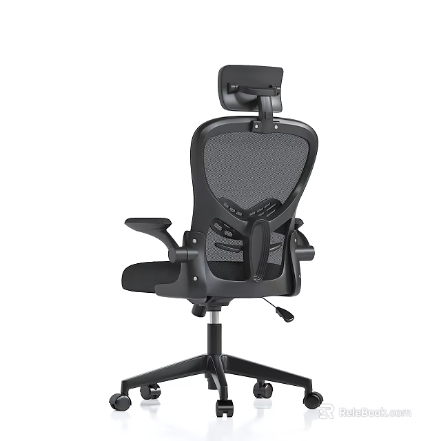 Ergonomic Black Mesh Office Chair With Adjustable Headrest Armrests And Swivel Function 3d model