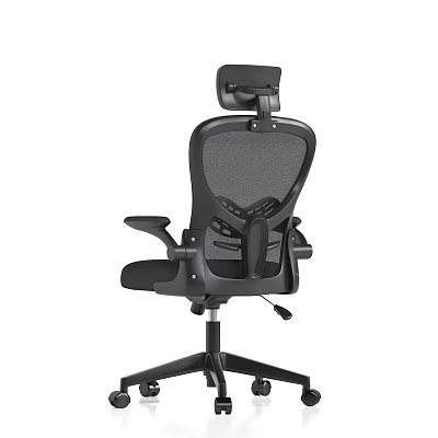 Ergonomic Black Mesh Office Chair With Adjustable Headrest Armrests And Swivel Function 3d model