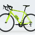 Bright Yellow Road Bicycle With Racing Team Logo Drop Handlebars And Black Wheels