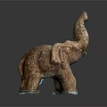 Carved Elephant Sculpture Featuring Intricate Textures Raised Trunk And Artistic Design