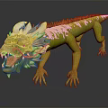 Mythical Golden Green Dragon With White Horns Mane Sharp Claws And Open Mouth