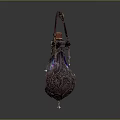 Enchanted Decorative Potion Bottle With Metallic Filigree Leather Handle And Colorful Glow