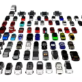 Various Car Models in Different Colors and Styles Arranged for 3d model