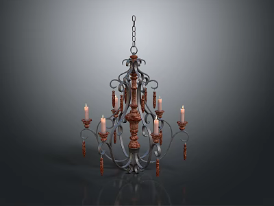 Ornate Classic Chandelier With Candle Shaped Bulbs Metal Frame And Decorative Details 3d model