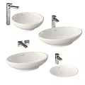 Multiple Modern White Ceramic Washbasin Designs With Basin Faucets For Bathroom 3d model