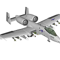 White Fighter Jet With Dual Engines Missiles Under Wings And Green Canopy