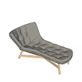 Gray Quilted Lounge Chair With Diamond Pattern Cushion Woven Trim And Wooden Legs