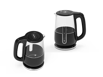 Modern Electric Kettles With Transparent Body Black Handle And Scale Markers 3d model
