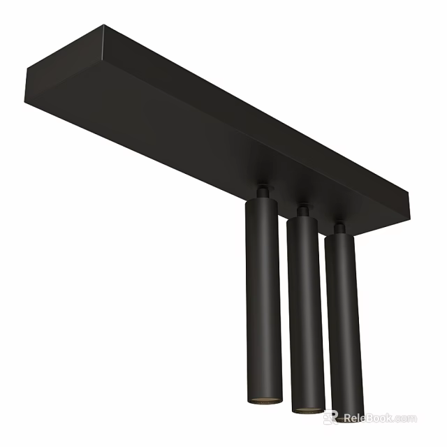 Three Black Sleek Modern Ceiling Mounted Downlight Spotlights For Home Interior Lighting 3d model