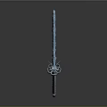 Frost Encrusted Ice Sword With Icicle Edges And Ornate Crystal Hilt