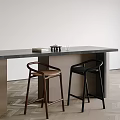 Stylish Brown and Black Bar Stools by Modern Countertop in Interior Design 3d model