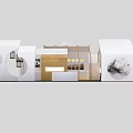 Modern Exhibition Space Design With White Building Glass Elements And Interior Lighting 3d model