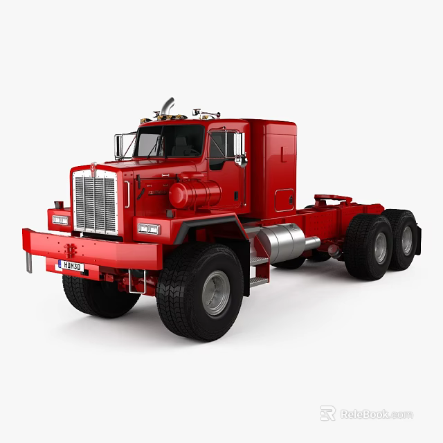 Red Utility Truck With Heavy Duty Design Large Tires And Metal Grille 3d model 