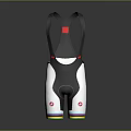 White And Black Cycling Bib Shorts With Red Accents And Colorful Stripes Back View