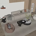 Modern Sofa Coffee Table Combination Sofa Coffee Table 3d model