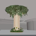 Floral Installation Design in Modern Interior with Green Plant Column and Overhead Foliage