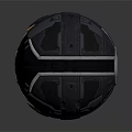 Futuristic Black Mechanical Sphere With Metallic Components And Geometric Design