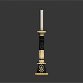 Elegant Gold And Black Hardware Tools With Carved Decoration And White Candle
