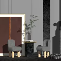 Modern leisure table and chair combination leisure chair combination 3d model