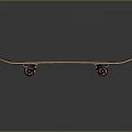 Sleek Black Skateboard With White Graphic Design And Copper Wheels 3d model