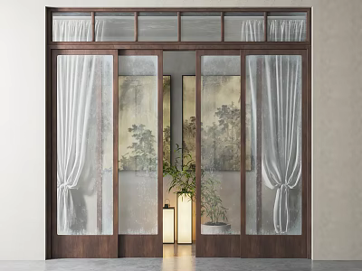 New Chinese style sliding door glass sliding door 3d model