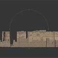 Building Construction Model Featuring Rough Stone Fragment Blocks And Structural Elements