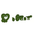 Topiary Plant Arrangement With Heart Shaped Sign Squirrel Bear Dinosaur Shapes For Children's Art