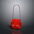 Stylish Red Daily Use Bag With Adjustable Strap And Metal Buckles Design