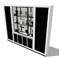 Modern Stylish Glass Door Bookcase With Books Decorative Items And Plants