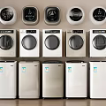Various Types Of Washing Machines With Control Panels In White Beige Silver Designs