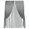 Gray Curtains with Draped Design and White Sheer Curtains with Tiebacks for Home Window Decoration