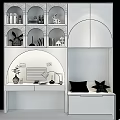Modern Pink And White Wardrobe Interior With Arched Design And Decorative Ornaments