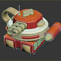 Futuristic Weapon With Red Gold White Metallic Turret Cannon And Missile Launcher