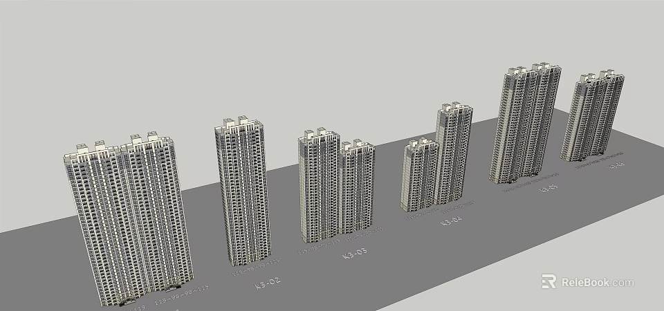 High Rise Building Models With Different Heights For Urban Architectural Design 3d model