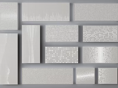 Modern Gray Background Wall Design With Various Patterned Panels And Geometric Textures 3d model