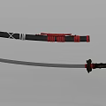 Traditional Japanese Katana Weapon With Black Red Sheath And Sharp Steel Blade Design