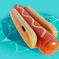 Hot Dog Shaped Inflatable Pool Float Floating On Blue Water Surface 3d model
