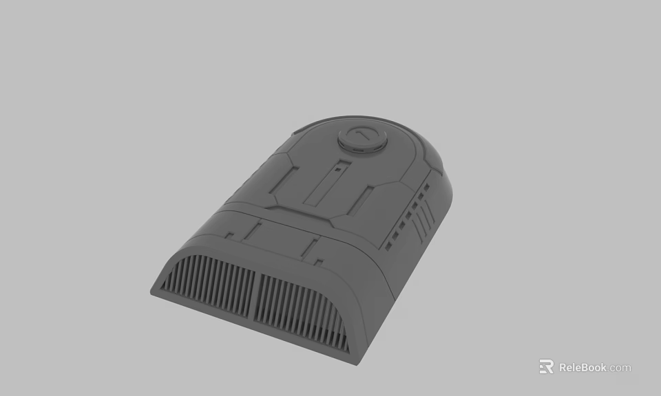 Gray 3D Model of Mechanical Device With Circular Button and Ventilation Holes 3d model 