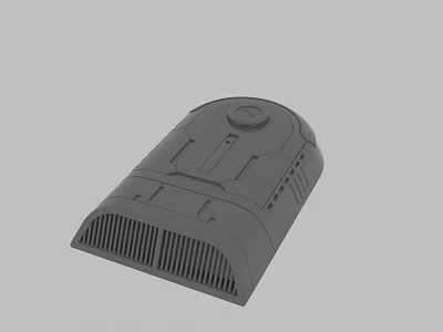 Gray 3D Model of Mechanical Device With Circular Button and Ventilation Holes 3d model