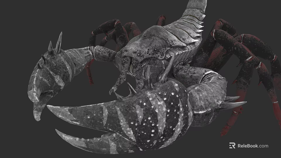 3D Rendered Lobster With Large Claws Striped Pattern Spotted Details And Red Accents 3d model 
