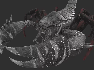3D Rendered Lobster With Large Claws Striped Pattern Spotted Details And Red Accents 3d model